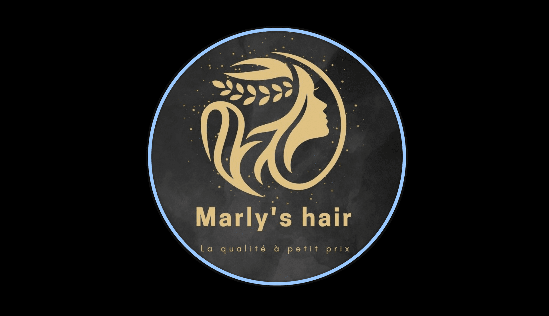 Marly's hair logo with a stylized silhouette of a woman's profile and flowing hair.